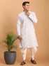 Vastramay Men's Aqua Blue Mirror Kurta Dhoti Set